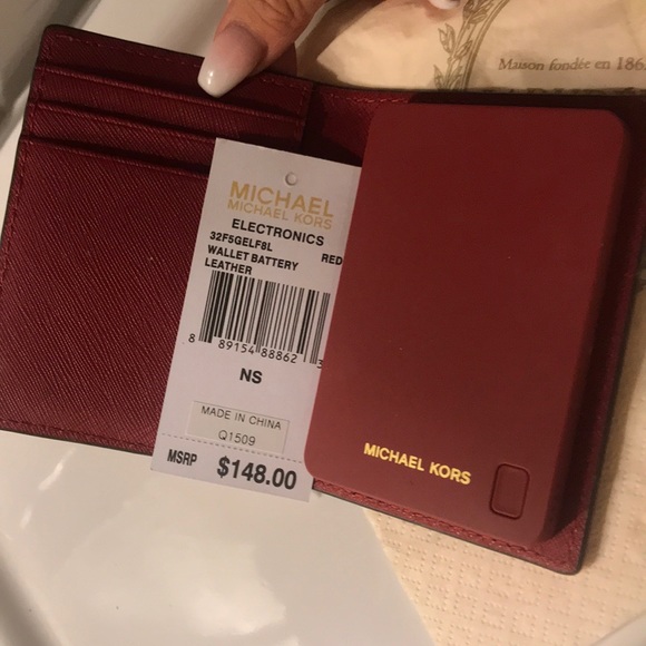 Michael Kors Accessories - Michael Kors Red Leather Charger (for any phone)